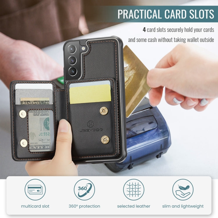For Samsung Galaxy S21+ 5G JEEHOOD J05 Business Magnetic Style RFID Leather Phone Case