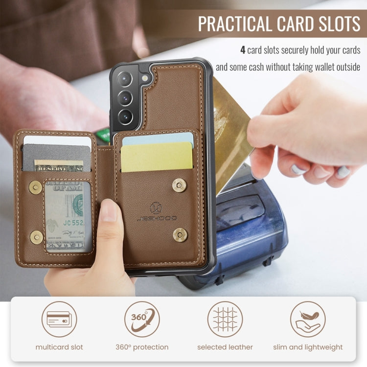 For Samsung Galaxy S21+ 5G JEEHOOD J05 Business Magnetic Style RFID Leather Phone Case