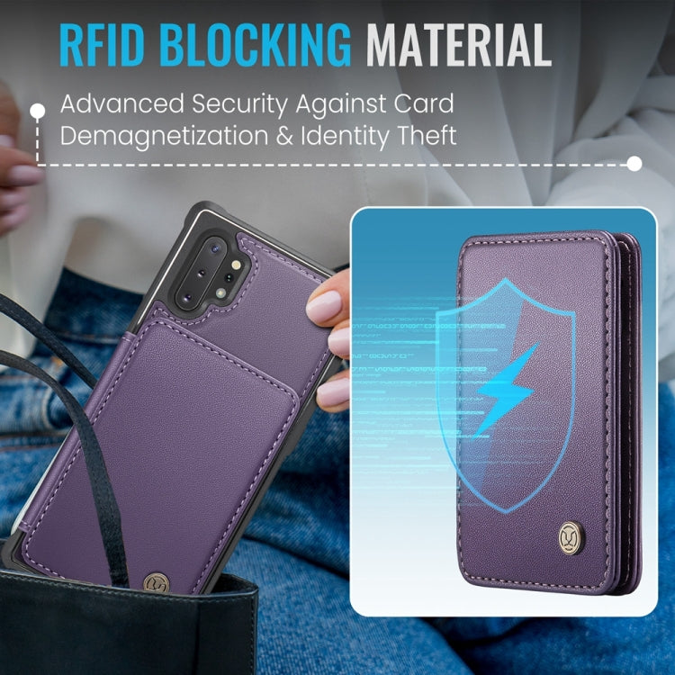 For Samsung Galaxy Note10+ 5G JEEHOOD J05 Business Magnetic Style RFID Leather Phone Case