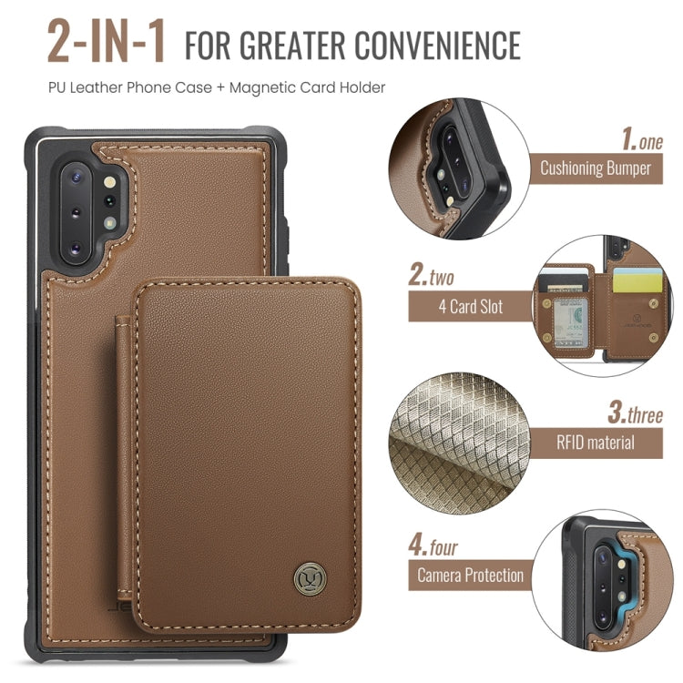 For Samsung Galaxy Note10+ 5G JEEHOOD J05 Business Magnetic Style RFID Leather Phone Case