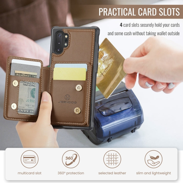 For Samsung Galaxy Note10+ 5G JEEHOOD J05 Business Magnetic Style RFID Leather Phone Case
