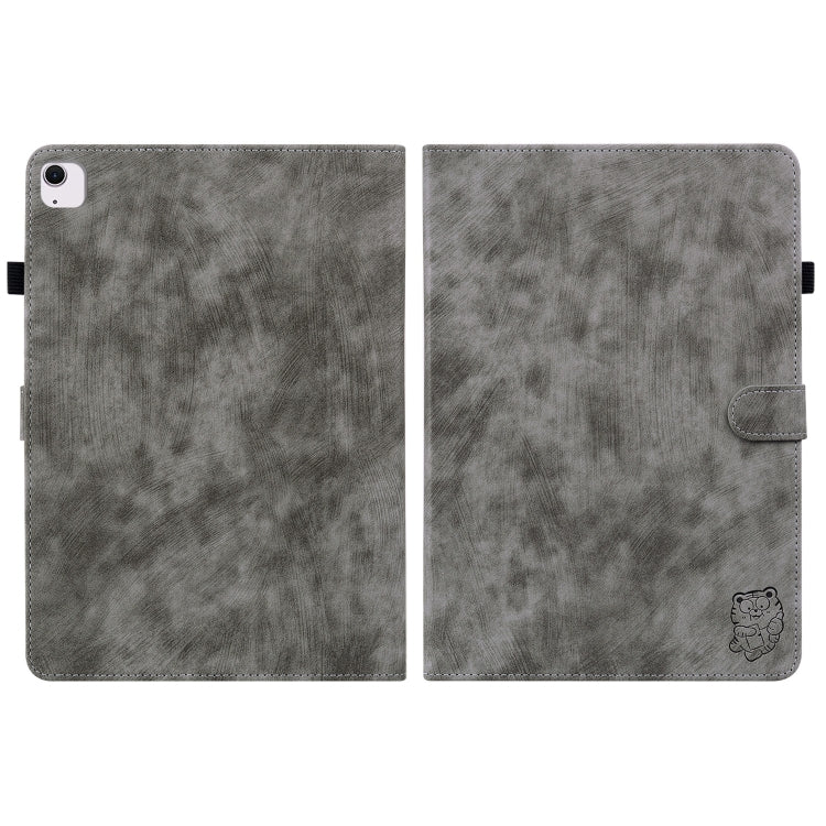 For iPad Air 13 2026 / 2025 / 2024 Embossed Tiger Pattern Leather Tablet Case