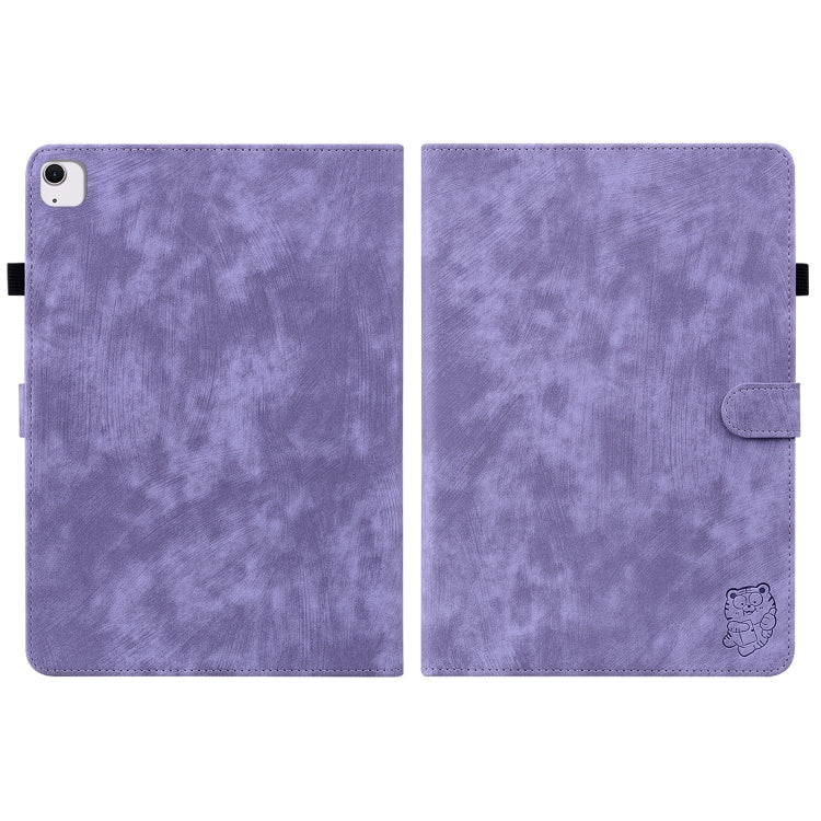 For iPad Air 13 2026 / 2025 / 2024 Embossed Tiger Pattern Leather Tablet Case