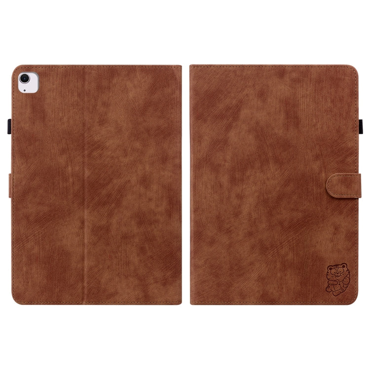 For iPad Air 13 2026 / 2025 / 2024 Embossed Tiger Pattern Leather Tablet Case