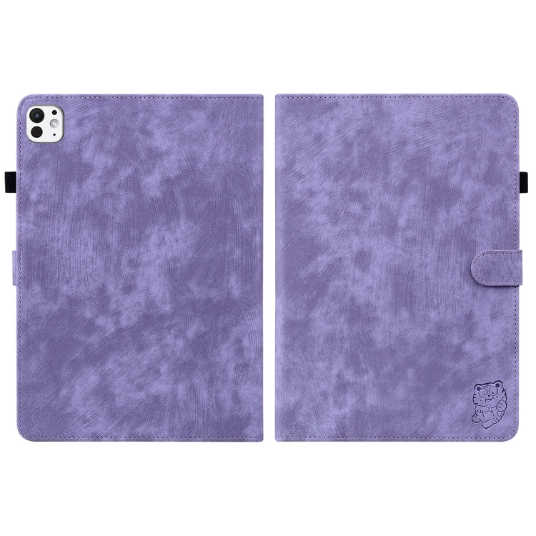 For iPad Pro 11 2025 / 2024 Embossed Tiger Pattern Leather Tablet Case