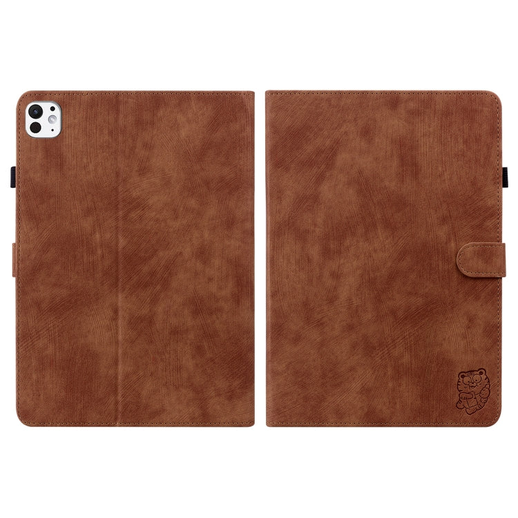For iPad Pro 11 2025 / 2024 Embossed Tiger Pattern Leather Tablet Case