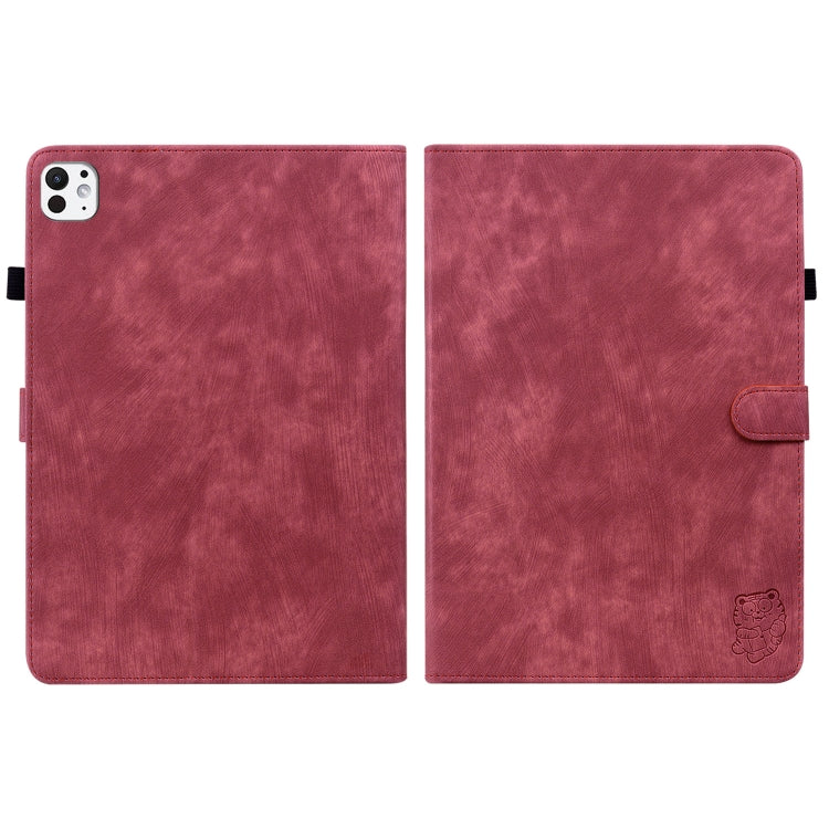 For iPad Pro 11 2025 / 2024 Embossed Tiger Pattern Leather Tablet Case