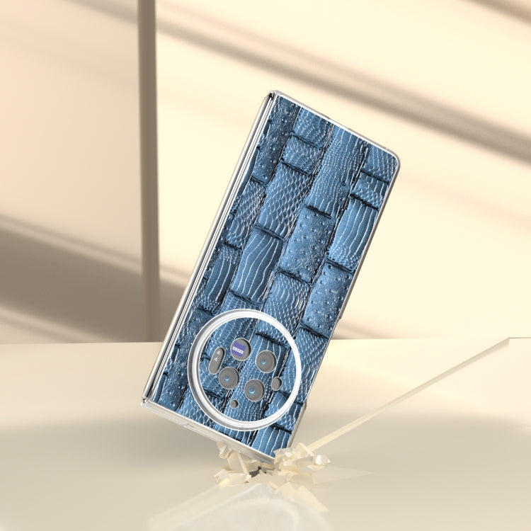 For vivo X Fold3 Frosted Transparent Edge Genuine Leather Mahjong Pattern Phone Case