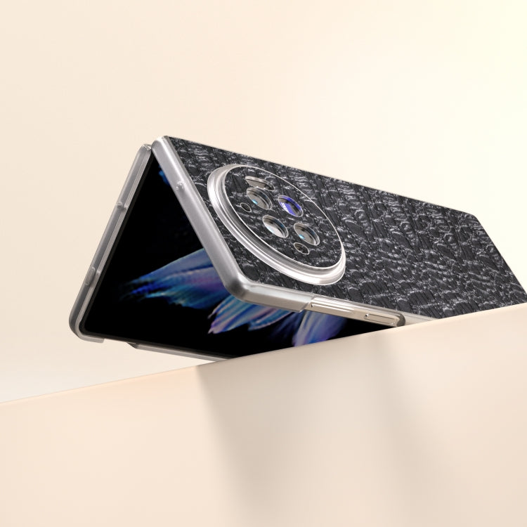 For vivo X Fold3 Frosted Transparent Edge Genuine Leather Canopy Phone Case