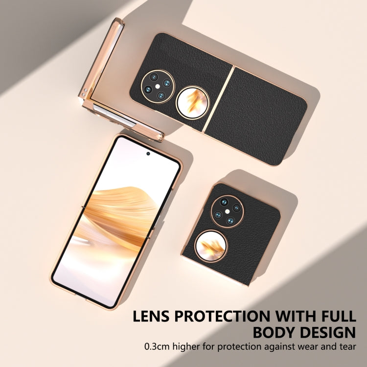 For Huawei Pocket 2 Nano Plating Genuine Leather Wave Series Phone Case