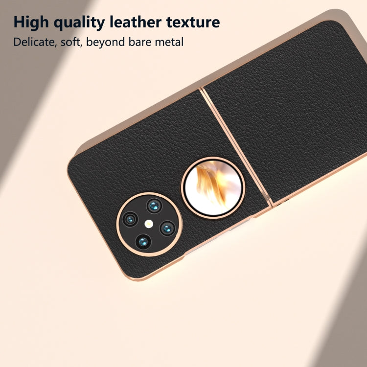 For Huawei Pocket 2 Nano Plating Genuine Leather Wave Series Phone Case
