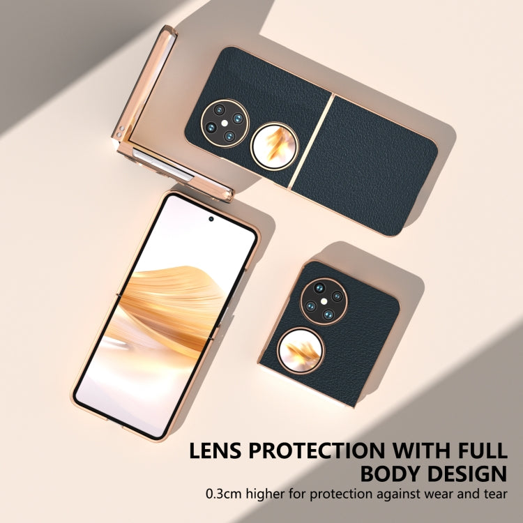 For Huawei Pocket 2 Nano Plating Genuine Leather Wave Series Phone Case