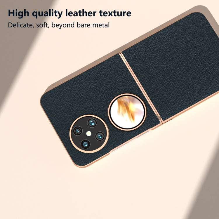 For Huawei Pocket 2 Nano Plating Genuine Leather Wave Series Phone Case