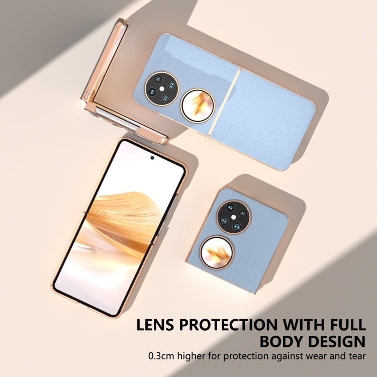 For Huawei Pocket 2 Nano Plating Genuine Leather Wave Series Phone Case