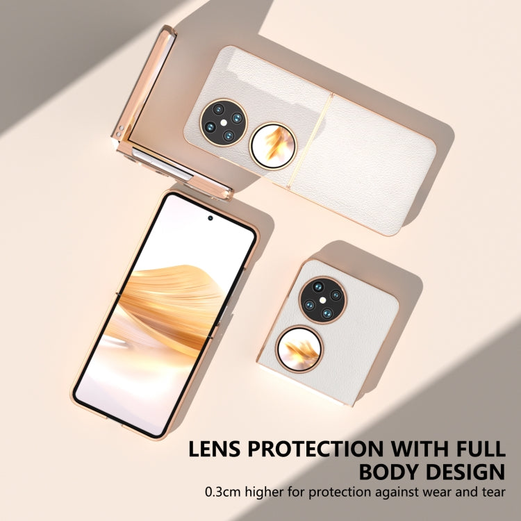 For Huawei Pocket 2 Nano Plating Genuine Leather Wave Series Phone Case