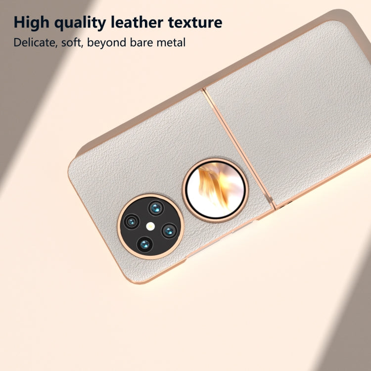 For Huawei Pocket 2 Nano Plating Genuine Leather Wave Series Phone Case