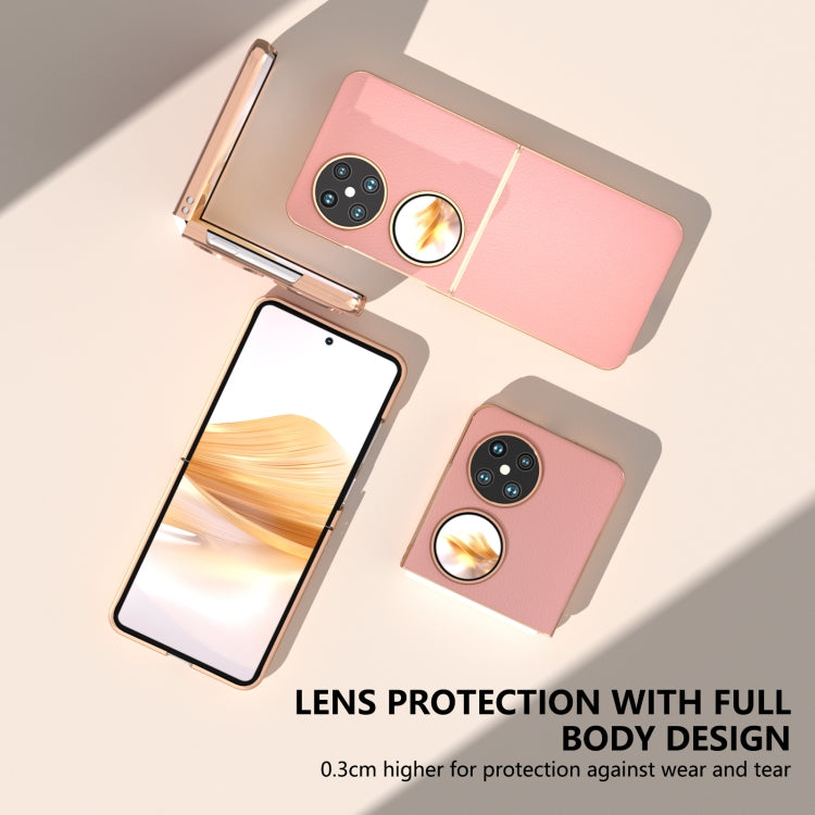 For Huawei Pocket 2 Nano Plating Genuine Leather Wave Series Phone Case