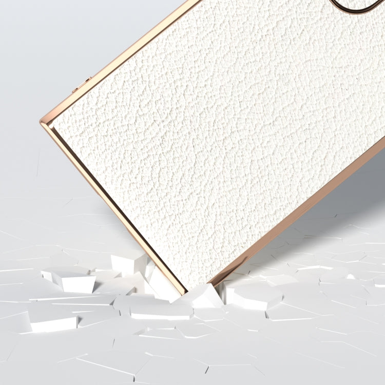 For Samsung Galaxy S24 Ultra 5G Nano Plating Genuine Leather Wave Series Phone Case