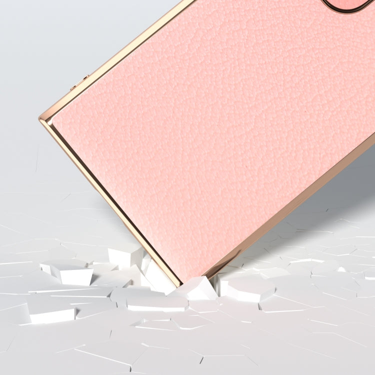 For Samsung Galaxy S24 Ultra 5G Nano Plating Genuine Leather Wave Series Phone Case