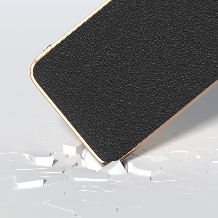 For Samsung Galaxy S24 5G Nano Plating Genuine Leather Wave Series Phone Case