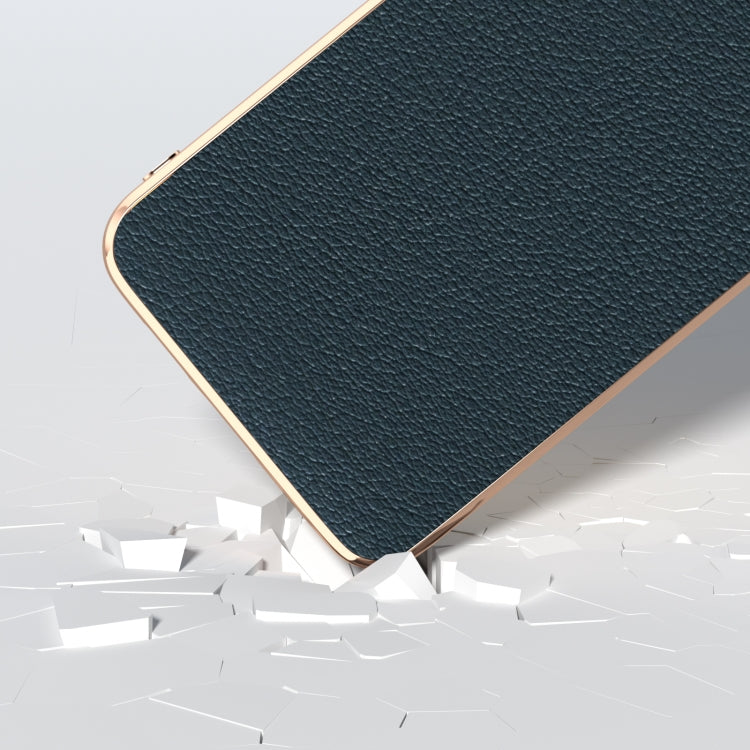 For Samsung Galaxy S24 5G Nano Plating Genuine Leather Wave Series Phone Case