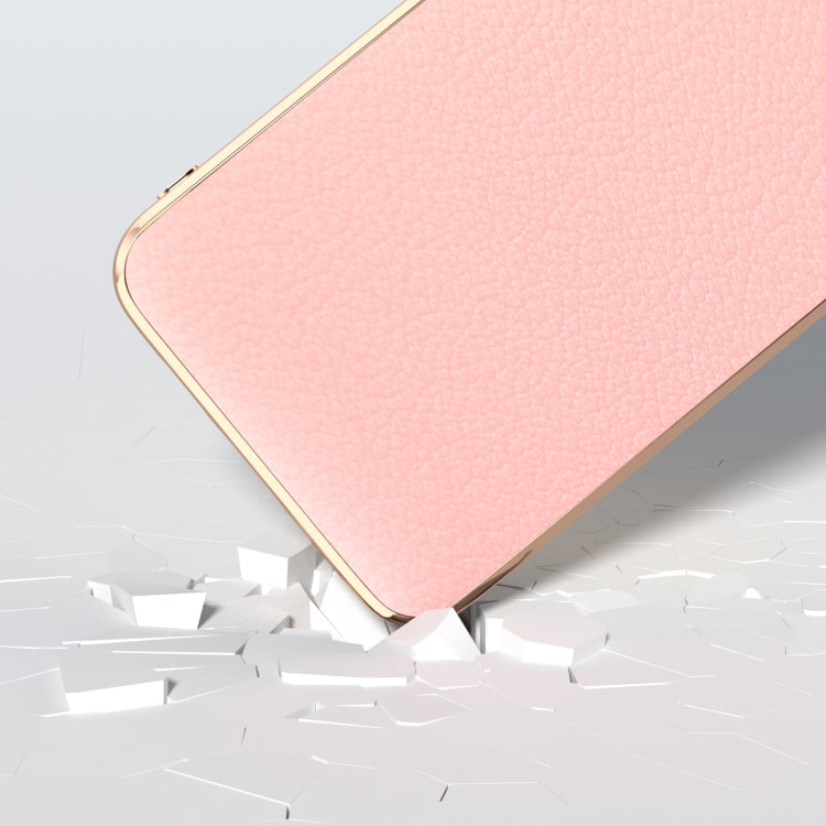 For Samsung Galaxy S24 5G Nano Plating Genuine Leather Wave Series Phone Case