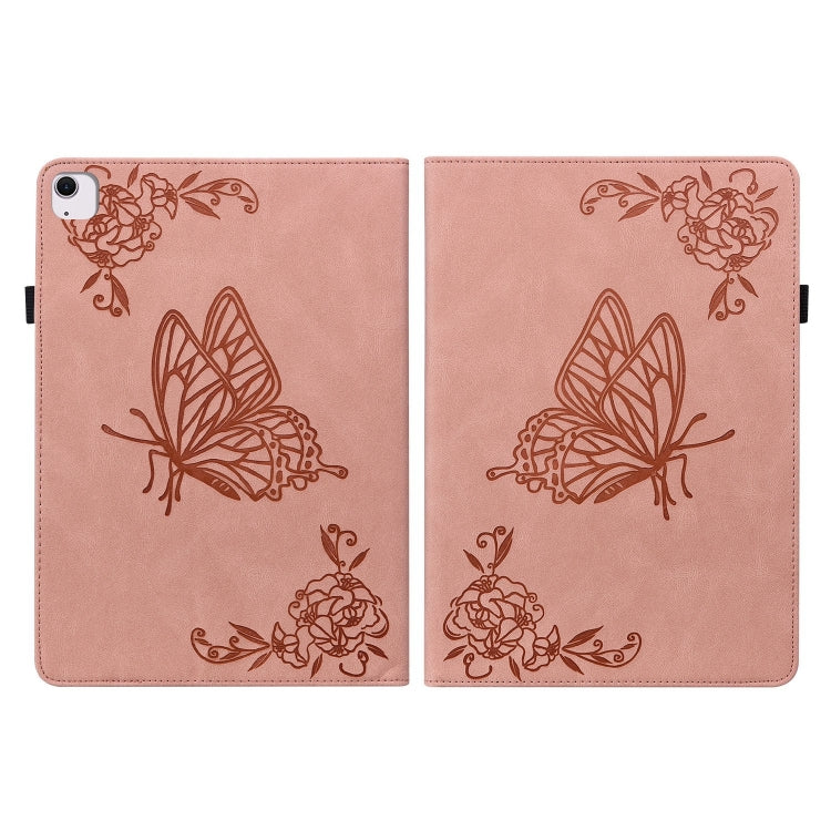 For iPad Air 11 2026 / 2025 / 2024 Butterfly Flower Embossed Leather Tablet Case