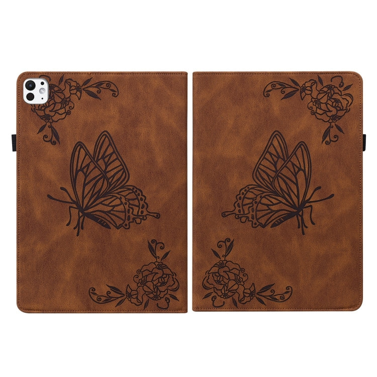 For iPad Pro 11 2025 / 2024 Butterfly Flower Embossed Leather Tablet Case