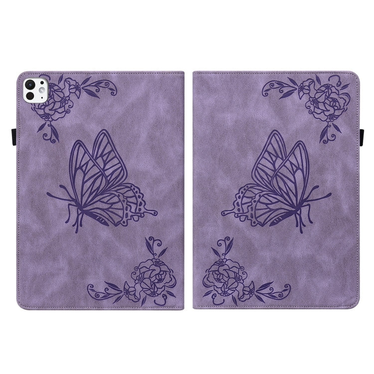 For iPad Pro 11 2025 / 2024 Butterfly Flower Embossed Leather Tablet Case