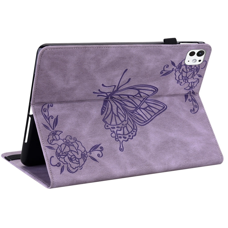 For iPad Pro 11 2025 / 2024 Butterfly Flower Embossed Leather Tablet Case