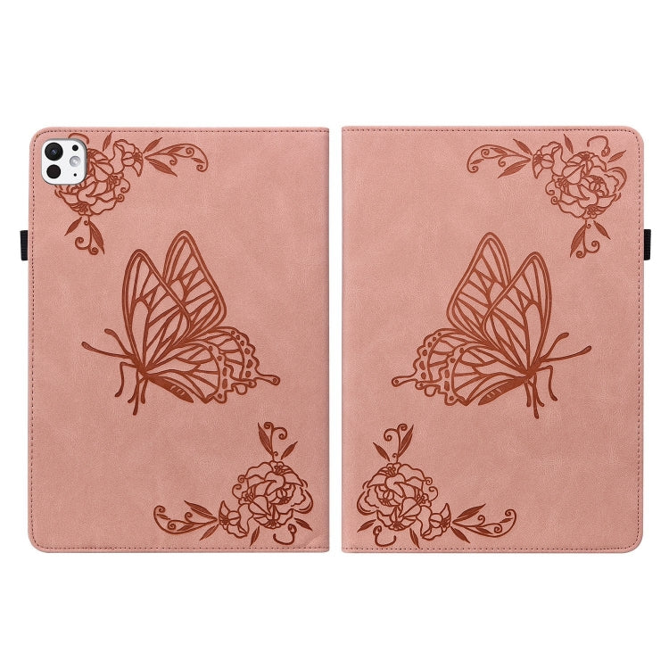 For iPad Pro 11 2025 / 2024 Butterfly Flower Embossed Leather Tablet Case