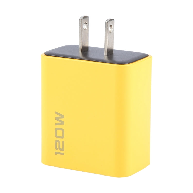 KO-71 120W Dual PD Type-C + Dual QC3.0 USB Multi Ports Charger, Plug:US Plug - Yellow