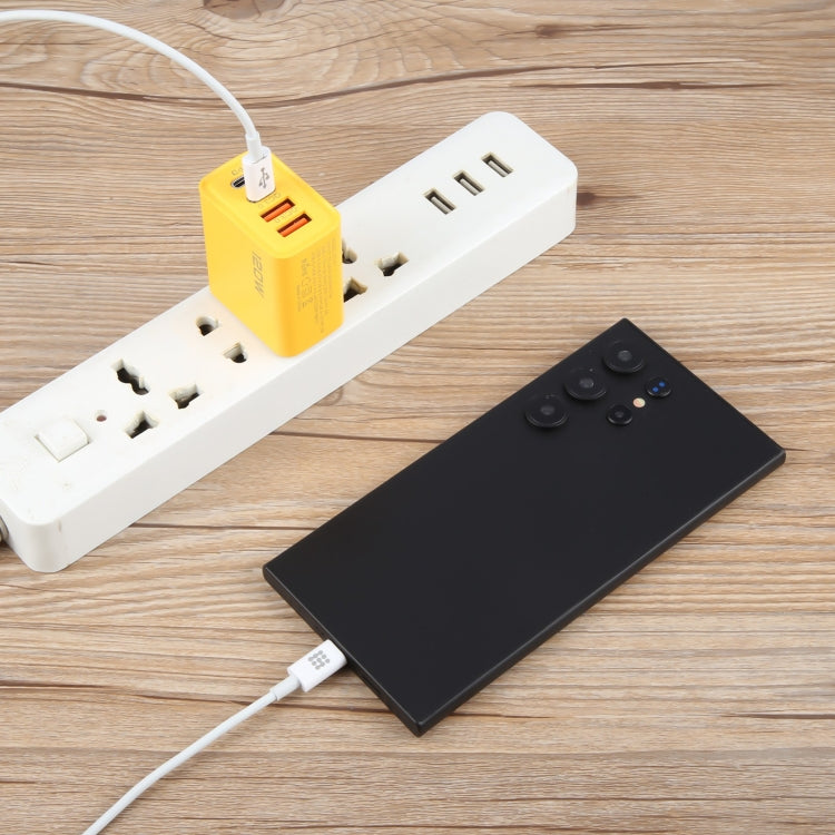 KO-71 120W Dual PD Type-C + Dual QC3.0 USB Multi Ports Charger, Plug:US Plug - Yellow