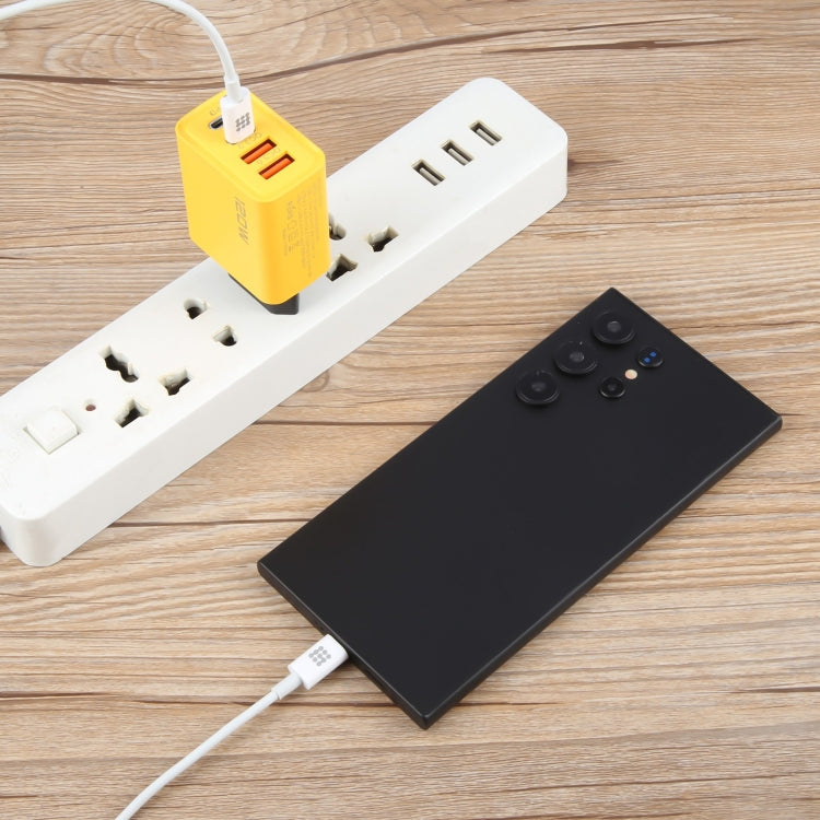 KO-71 120W Dual PD Type-C + Dual QC3.0 USB Multi Ports Charger, Plug:EU Plug - Yellow
