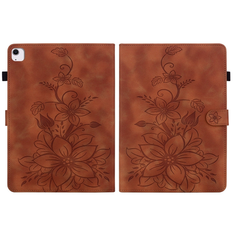 For iPad Air 13 2026 / 2025 / 2024 Lily Embossed Leather Smart Tablet Case