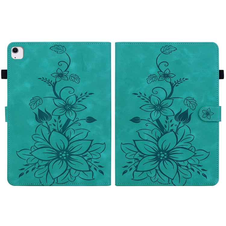 For iPad Air 13 2026 / 2025 / 2024 Lily Embossed Leather Smart Tablet Case