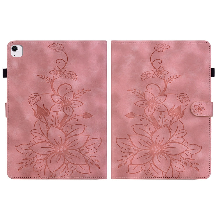 For iPad Air 13 2026 / 2025 / 2024 Lily Embossed Leather Smart Tablet Case