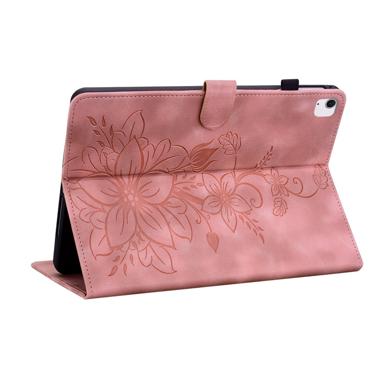 For iPad Air 13 2026 / 2025 / 2024 Lily Embossed Leather Smart Tablet Case