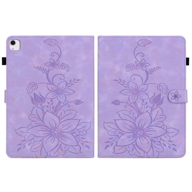 For iPad Air 13 2026 / 2025 / 2024 Lily Embossed Leather Smart Tablet Case