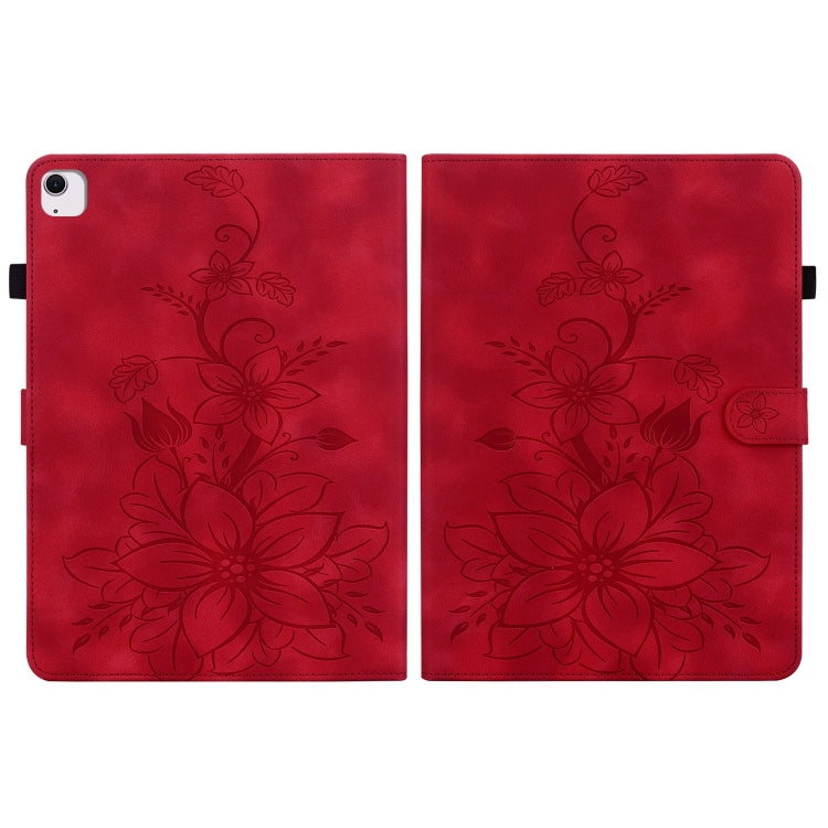 For iPad Air 13 2026 / 2025 / 2024 Lily Embossed Leather Smart Tablet Case