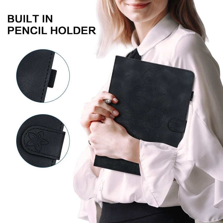 For iPad Air 13 2026 / 2025 / 2024 Lily Embossed Leather Smart Tablet Case