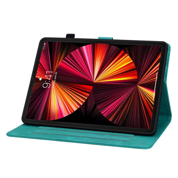 For iPad Pro 12.9 2022 / 2021 / 2020 Lily Embossed Leather Smart Tablet Case