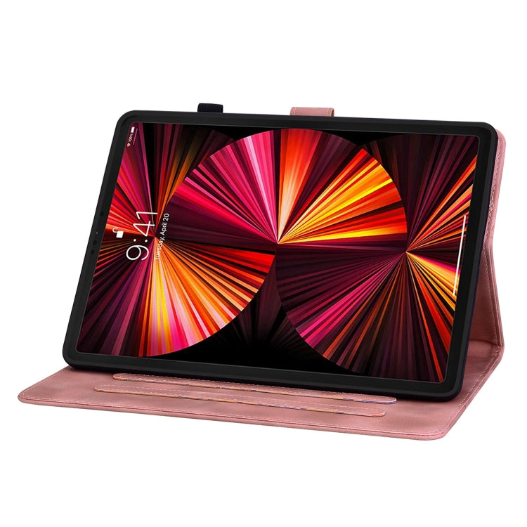 For iPad Pro 12.9 2022 / 2021 / 2020 Lily Embossed Leather Smart Tablet Case