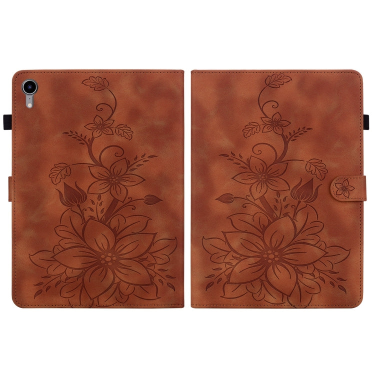 For iPad mini 6 / mini 2024 Lily Embossed Leather Smart Tablet Case