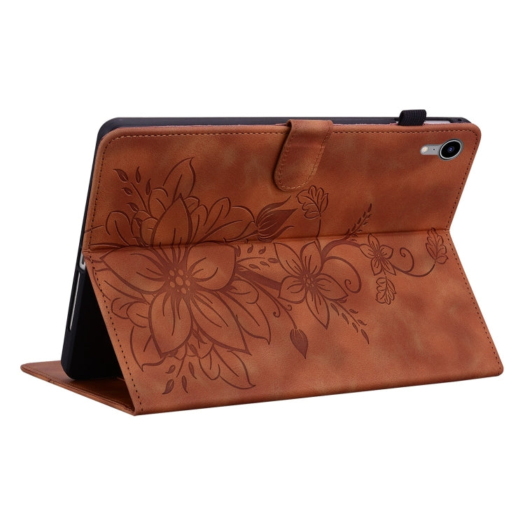 For iPad mini 6 / mini 2024 Lily Embossed Leather Smart Tablet Case