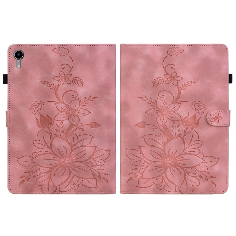 For iPad mini 6 / mini 2024 Lily Embossed Leather Smart Tablet Case