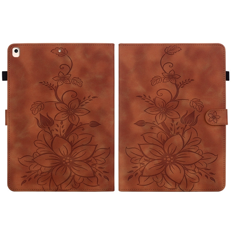 For iPad Air / Air 2 / 9.7 2017 / 2018 Lily Embossed Leather Smart Tablet Case