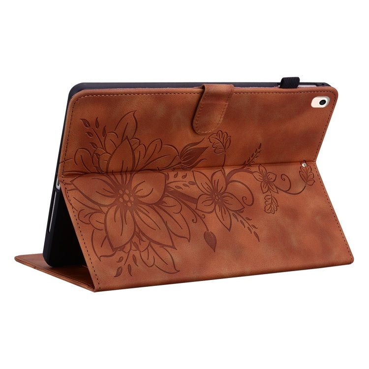 For iPad Air / Air 2 / 9.7 2017 / 2018 Lily Embossed Leather Smart Tablet Case
