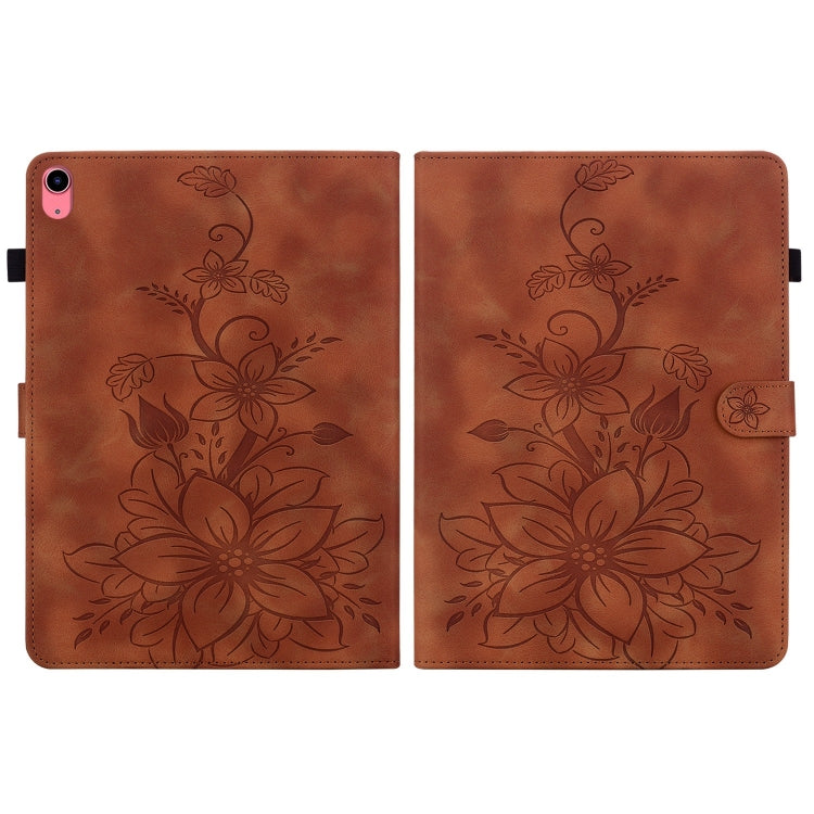 For iPad 2025 / 2022 Lily Embossed Leather Smart Tablet Case