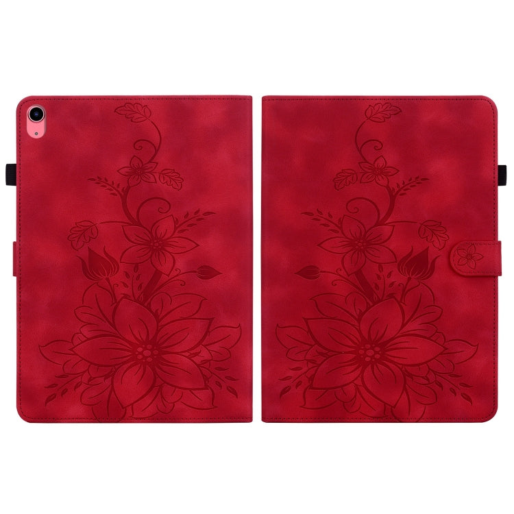 For iPad 2025 / 2022 Lily Embossed Leather Smart Tablet Case